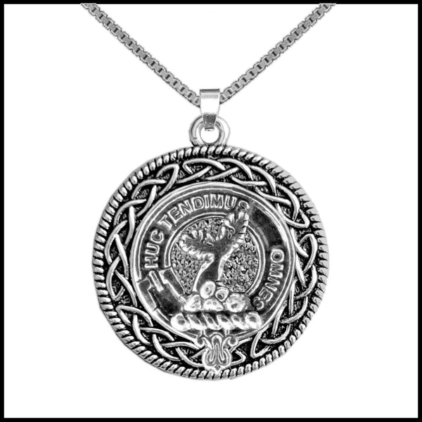 Paterson Clan Crest Celtic Interlace Disk Pendant, Scottish Family Crest  ~ CLP06