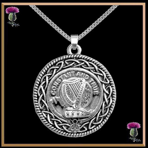 Rose Clan Crest Celtic Interlace Disk Pendant, Scottish Family Crest  ~ CLP06