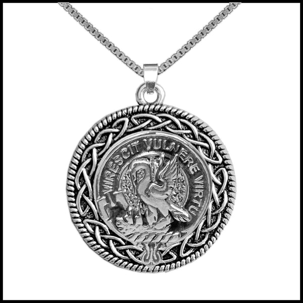 Stewart Clan Crest Celtic Interlace Disk Pendant, Scottish Family Crest  ~ CLP06