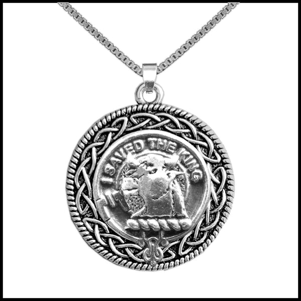 Turnbull Clan Crest Celtic Interlace Disk Pendant, Scottish Family Crest  ~ CLP06