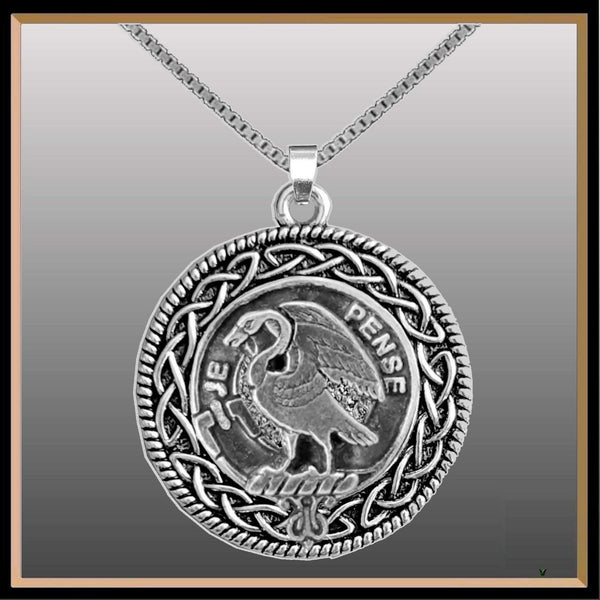 Wemyss Clan Crest Celtic Interlace Disk Pendant, Scottish Family Crest  ~ CLP06