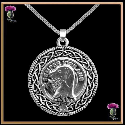 Wilson Clan Crest Celtic Interlace Disk Pendant, Scottish Family Crest  ~ CLP06