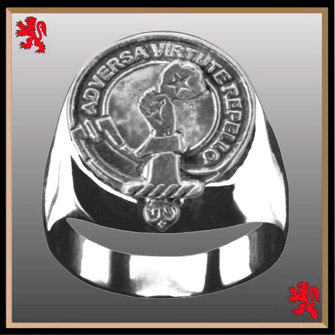 Dennistoun Scottish Clan Crest Ring GC100  ~  Sterling Silver and Karat Gold