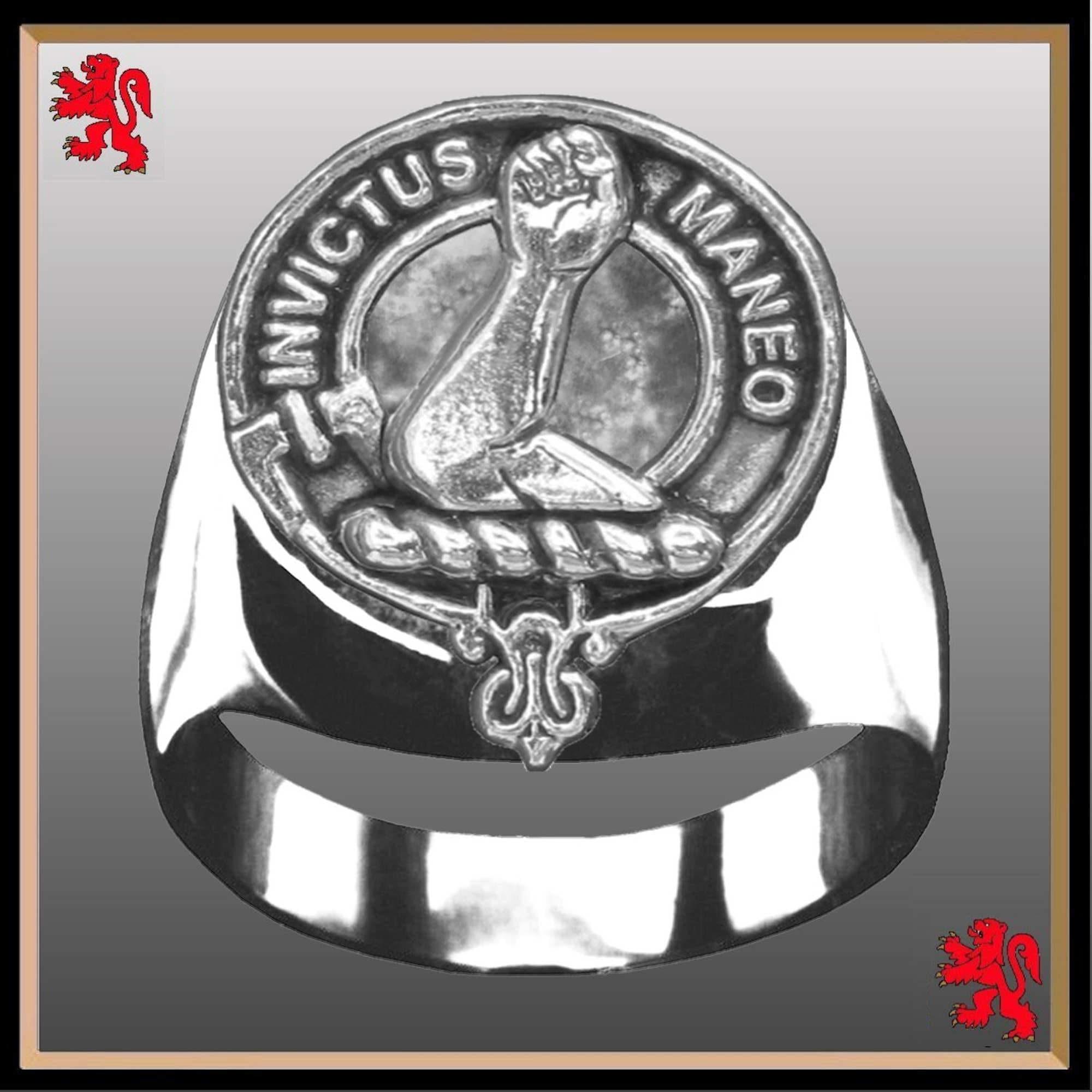 Armstrong Scottish Clan Crest Ring GC100  ~  Sterling Silver and Karat Gold