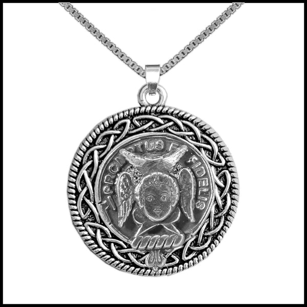 Carruthers Clan Crest Celtic Interlace Disk Pendant, Scottish Family Crest  ~ CLP06
