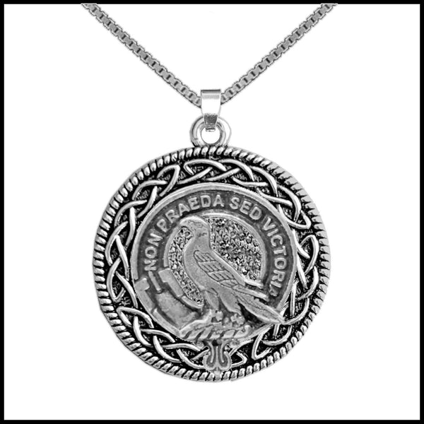 Chalmers Clan Crest Celtic Interlace Disk Pendant, Scottish Family Crest  ~ CLP06