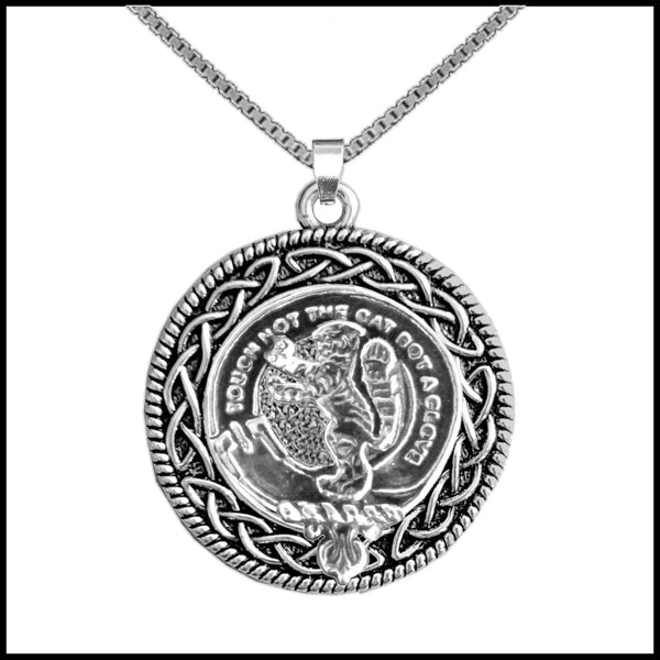 Chattan Clan Crest Celtic Interlace Disk Pendant, Scottish Family Crest  ~ CLP06