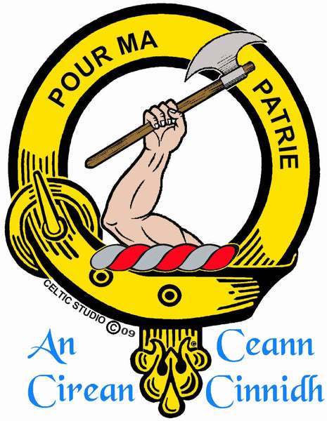 Cooper Clan Crest Celtic Interlace Disk Pendant, Scottish Family Crest  ~ CLP06