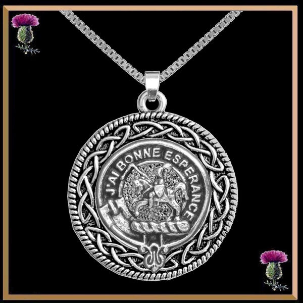 Craig Clan Crest Celtic Interlace Disk Pendant, Scottish Family Crest  ~ CLP06