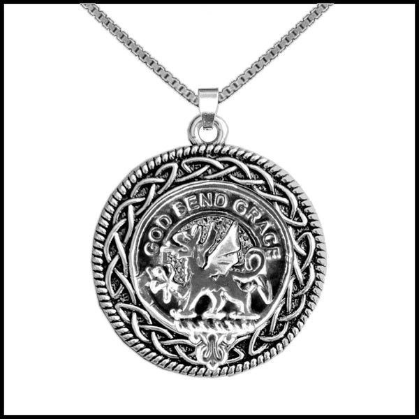 Crichton Clan Crest Celtic Interlace Disk Pendant, Scottish Family Crest  ~ CLP06