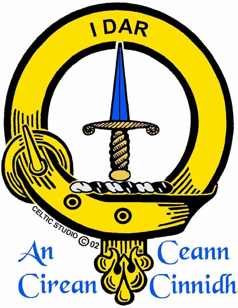 Dalziel Clan Crest Celtic Interlace Disk Pendant, Scottish Family Crest  ~ CLP06