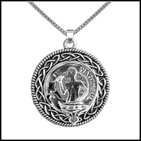 Darroch Clan Crest Celtic Interlace Disk Pendant, Scottish Family Crest  ~ CLP06