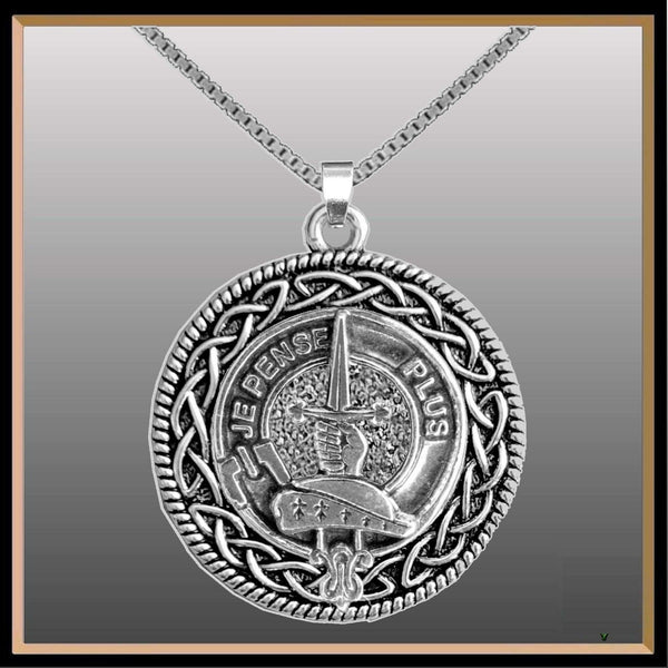Erskine Clan Crest Celtic Interlace Disk Pendant, Scottish Family Crest  ~ CLP06