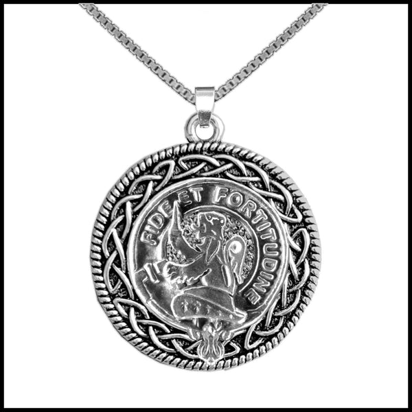 Farquharson Clan Crest Celtic Interlace Disk Pendant, Scottish Family Crest  ~ CLP06