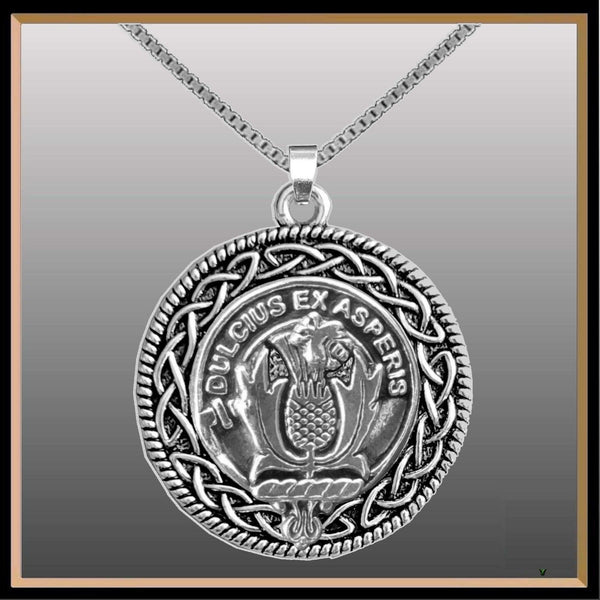 Ferguson Clan Crest Celtic Interlace Disk Pendant, Scottish Family Crest  ~ CLP06