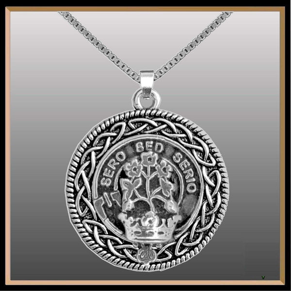 Gayre Clan Crest Celtic Interlace Disk Pendant, Scottish Family Crest  ~ CLP06