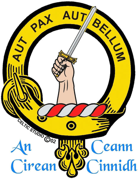 Gunn Clan Crest Celtic Interlace Disk Pendant, Scottish Family Crest  ~ CLP06