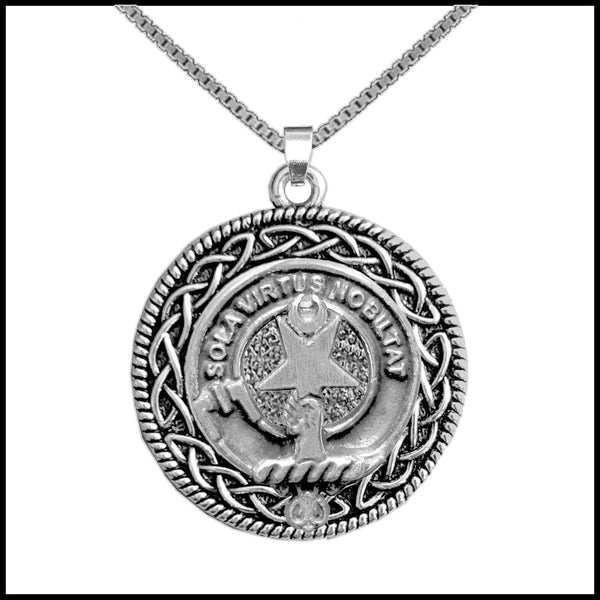 Henderson Clan Crest Celtic Interlace Disk Pendant, Scottish Family Crest  ~ CLP06