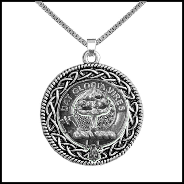 Hog Clan Crest Celtic Interlace Disk Pendant, Scottish Family Crest  ~ CLP06