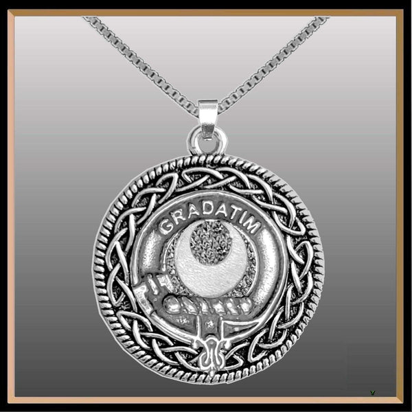 Kilgour Clan Crest Celtic Interlace Disk Pendant, Scottish Family Crest  ~ CLP06