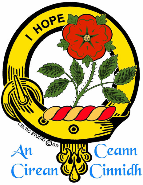 Learmont Clan Crest Celtic Interlace Disk Pendant, Scottish Family Crest  ~ CLP06