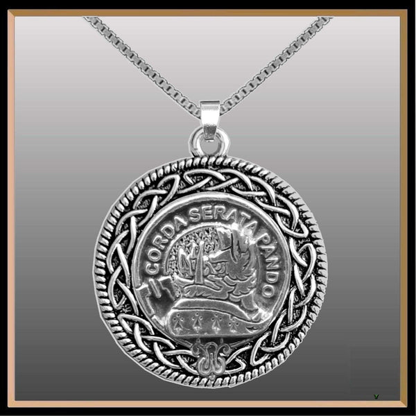 Lockhart Clan Crest Celtic Interlace Disk Pendant, Scottish Family Crest  ~ CLP06