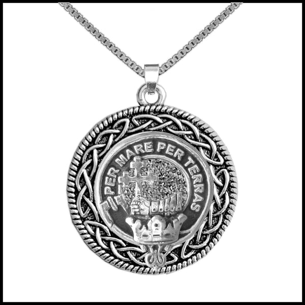MacDonald Clan Crest Celtic Interlace Disk Pendant, Scottish Family Crest  ~ CLP06