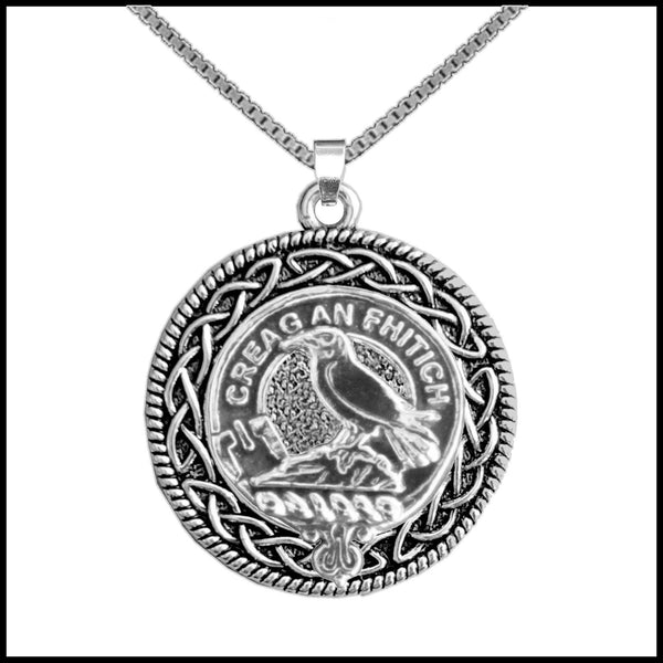 MacDonell Clan Crest Celtic Interlace Disk Pendant, Scottish Family Crest  ~ CLP06