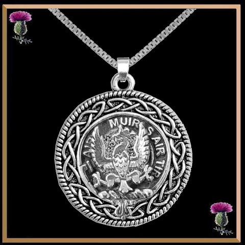 MacDonald Keppock Clan Crest Celtic Interlace Disk Pendant, Scottish Family Crest  ~ CLP06