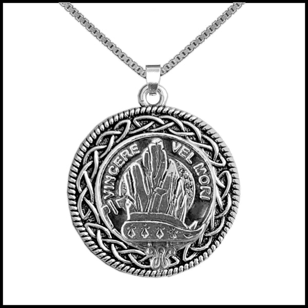 MacNeill Clan Crest Celtic Interlace Disk Pendant, Scottish Family Crest  ~ CLP06