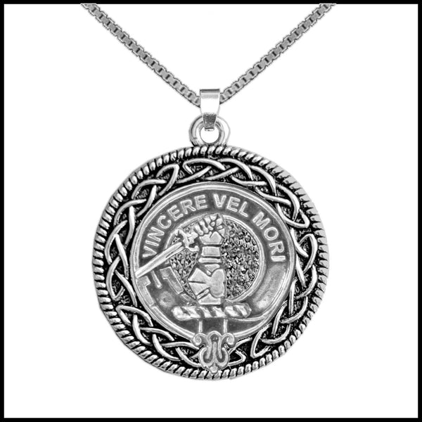 MacNeil Gigha Clan Crest Celtic Interlace Disk Pendant, Scottish Family Crest  ~ CLP06