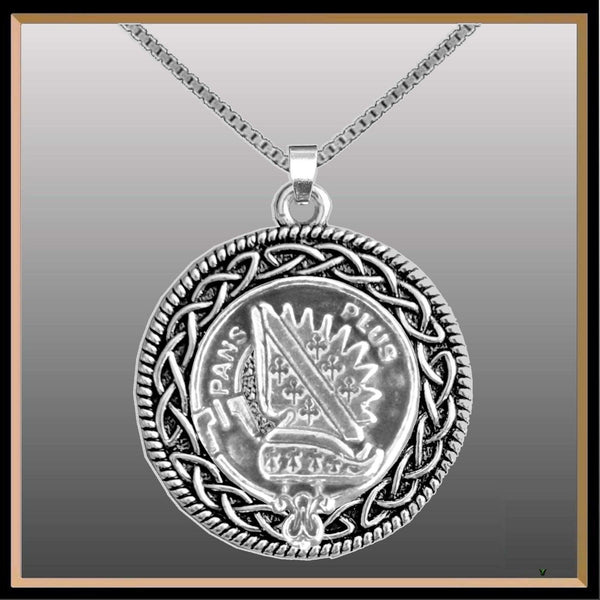 Marr Clan Crest Celtic Interlace Disk Pendant, Scottish Family Crest  ~ CLP06