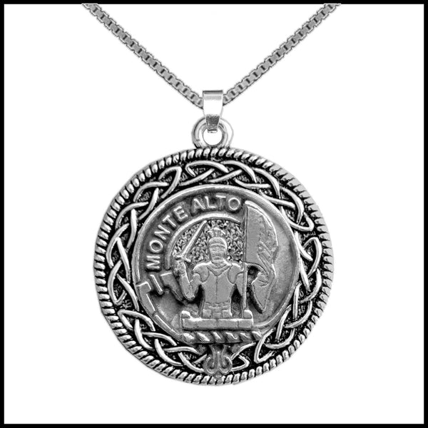 Mowatt Clan Crest Celtic Interlace Disk Pendant, Scottish Family Crest  ~ CLP06