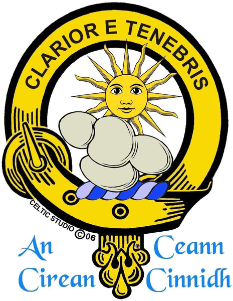 Purves Clan Crest Celtic Interlace Disk Pendant, Scottish Family Crest  ~ CLP06