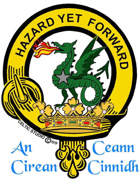 Seton Clan Crest Celtic Interlace Disk Pendant, Scottish Family Crest  ~ CLP06