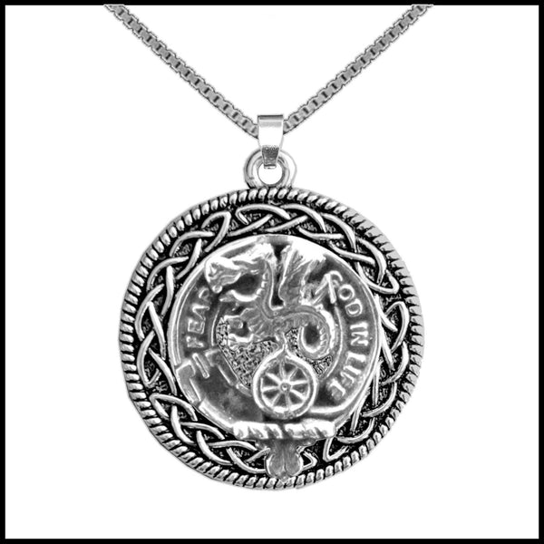 Somerville Clan Crest Celtic Interlace Disk Pendant, Scottish Family Crest  ~ CLP06