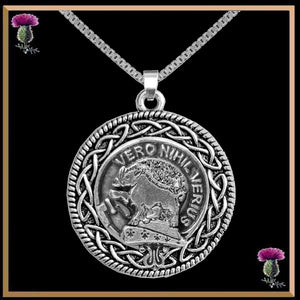 Weir Clan Crest Celtic Interlace Disk Pendant, Scottish Family Crest  ~ CLP06