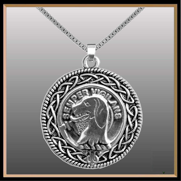 Wilson Clan Crest Celtic Interlace Disk Pendant, Scottish Family Crest  ~ CLP06