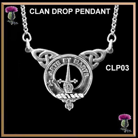 Bain Clan Crest Double Drop Pendant ~ CLP03