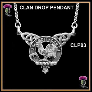 Cockburn Clan Crest Double Drop Pendant ~ CLP03