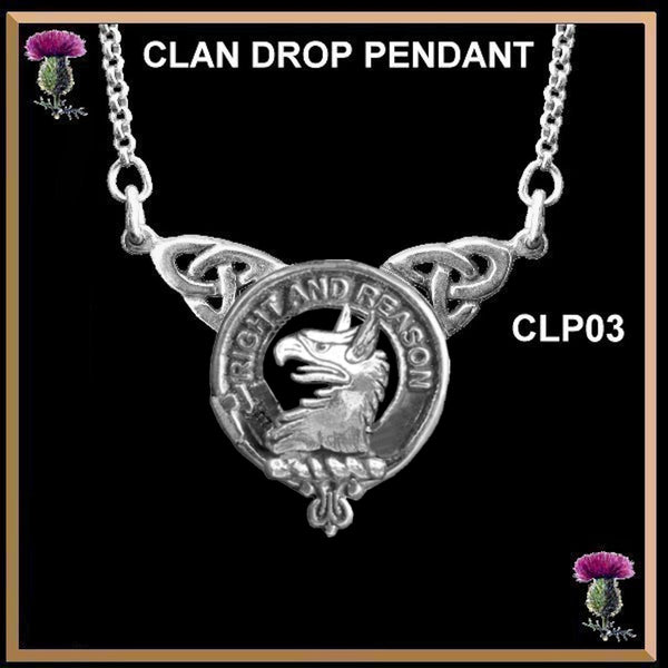 Graham Menteith Clan Crest Double Drop Pendant ~ CLP03