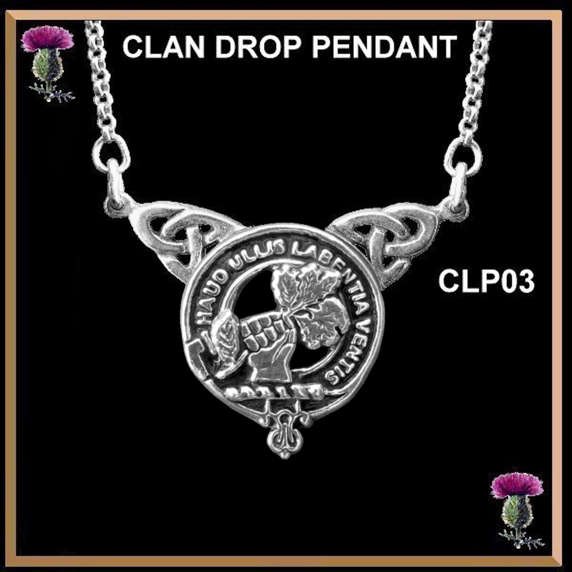 Irvine Bonshaw Clan Crest Double Drop Pendant ~ CLP03