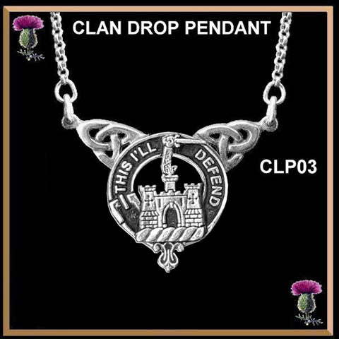 Kincaid Clan Crest Double Drop Pendant ~ CLP03