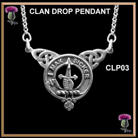 Kirkpatrick Clan Crest Double Drop Pendant ~ CLP03