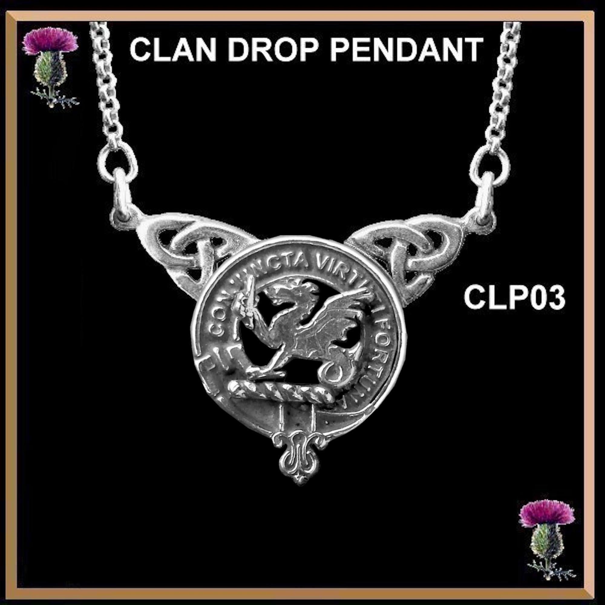 MacBeth Clan Crest Double Drop Pendant ~ CLP03