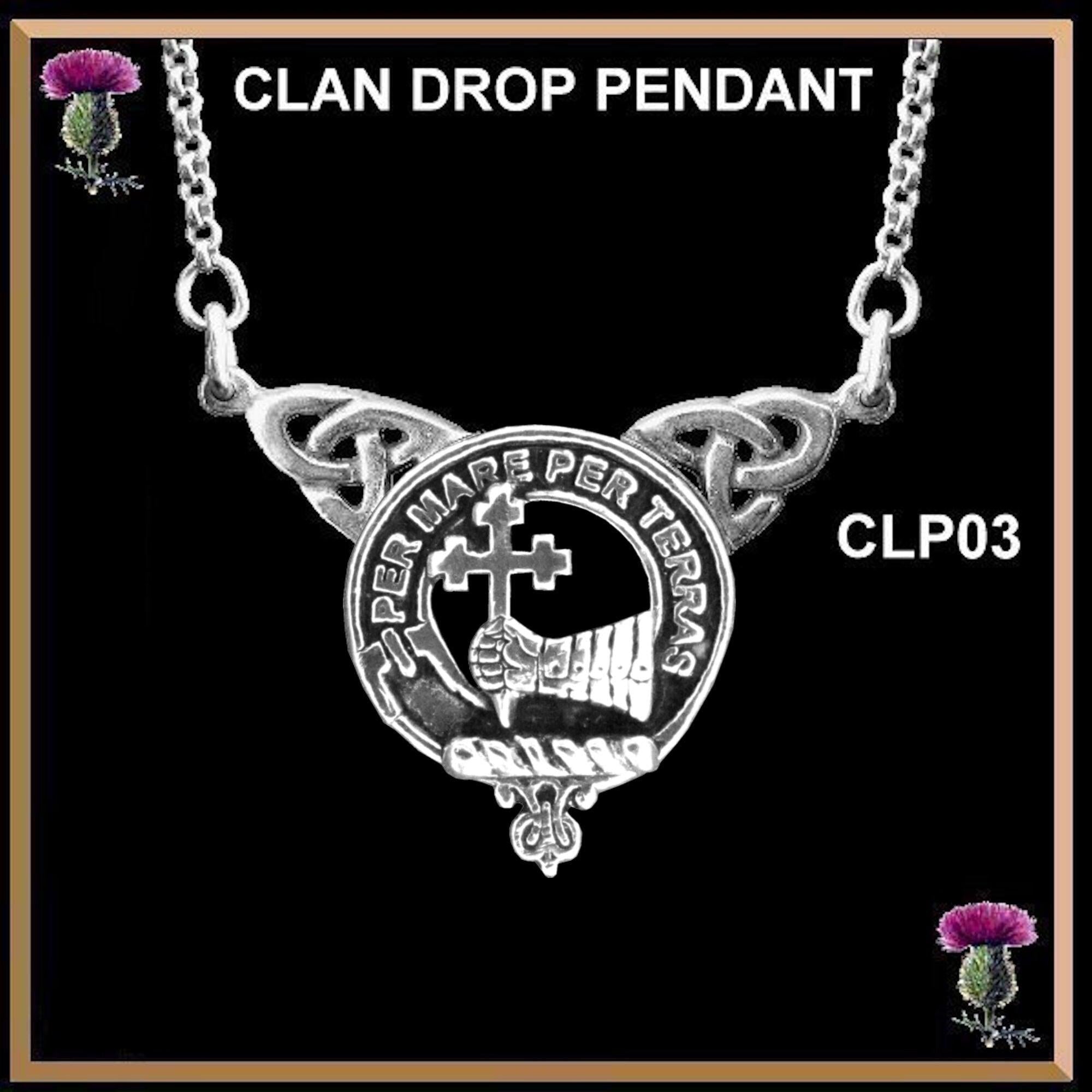 MacDonald Sleat Clan Crest Double Drop Pendant ~ CLP03