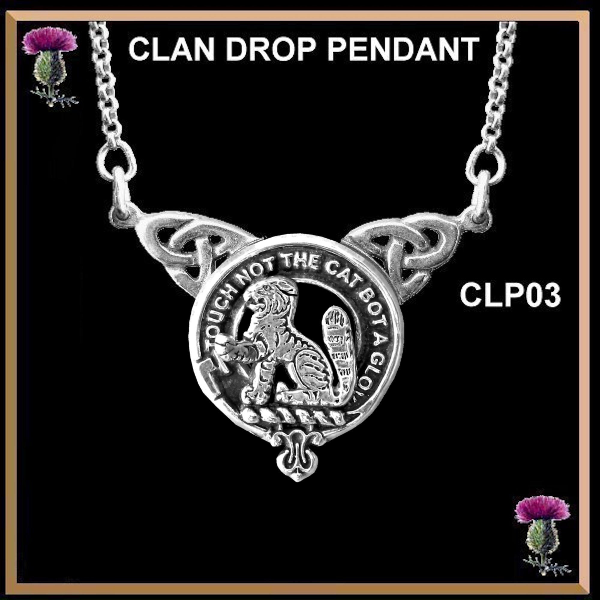 MacPherson Clan Crest Double Drop Pendant ~ CLP03