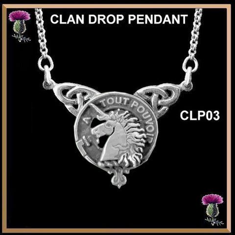 Oliphant Clan Crest Double Drop Pendant ~ CLP03