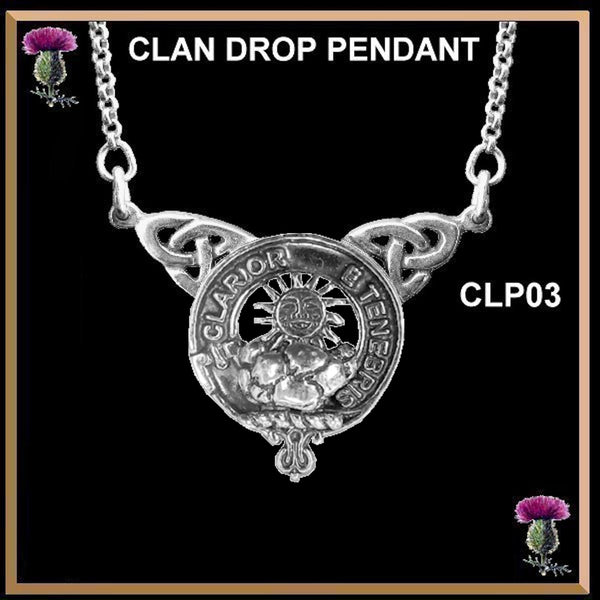 Purves Clan Crest Double Drop Pendant ~ CLP03