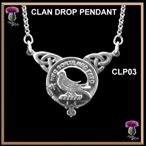 Rutherford Clan Crest Double Drop Pendant ~ CLP03